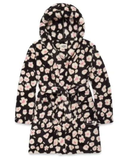 1153830 Black Hibiscina Aarti II Hooded Plush Robe