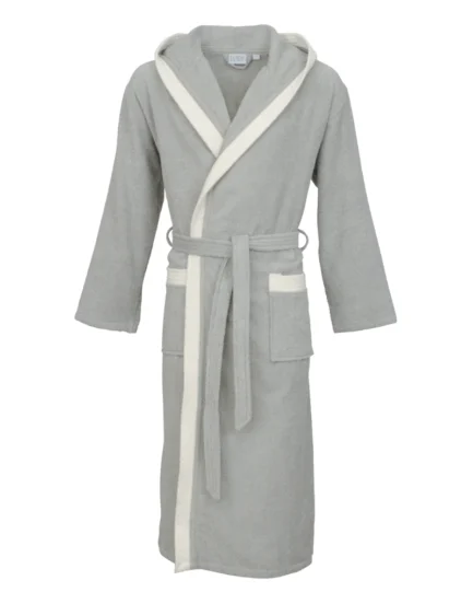 40300 Silver-Off White Long Wrap Bathrobe Unisex