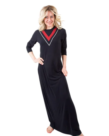 Chicolli Color Inset Black Cotton Teen Nightgown
