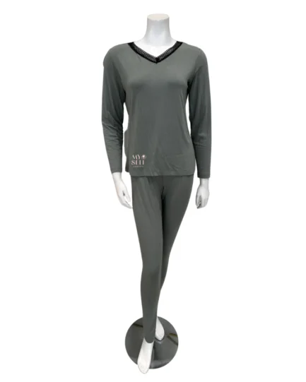 Jackie O`Loungewear Seafoam V Neck Modal Pajamas Set